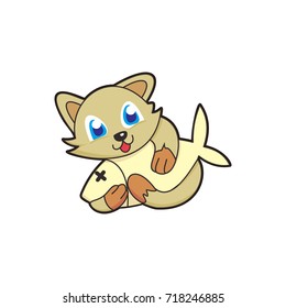 PETS SHOP CAT FISH LOGO
Playful cat logo concept illustration holding fish