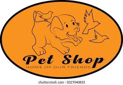 pets shop logo design, illustration vector graphic of dog and bird perfect for everyone, onlyn shop and company