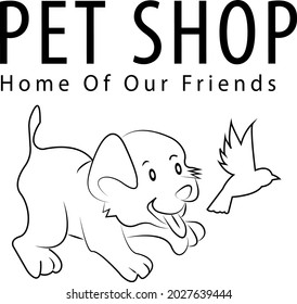 pets shop logo design, illustration vector graphic of dog and bird perfect for everyone, onlyn shop and company