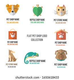 Pets shop logo, labels and symbols set. Signs, stickers and stamps collection for pet store.