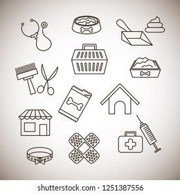 pets shop set icons