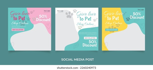 Pets shop social media post template