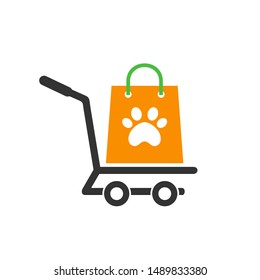 Pets Shop With Trolley Logo Design