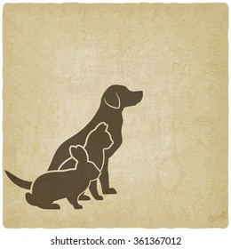 Pets silhouettes. dog, cat and rabbit. logo of pet store or veterinary clinic. vector illustration - eps 10