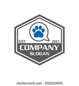 logotipo de charla de mascotas, logotipo de cuidado de mascotas