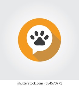 Pets Talk. Pet logo minimal concept. Paw icon.