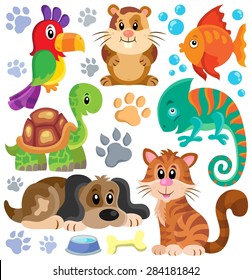 Conjunto de animales domésticos de dibujos: vector de stock (libre regalías) 1035967084 | Shutterstock