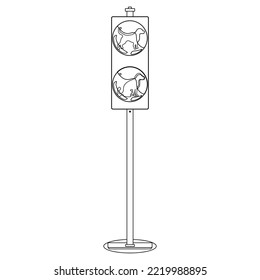 Pets toilet for dogs. Traffic lights Set in outline style. Red light above green. Vector illustration isolated on white background.