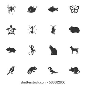 Pets types vector icons for user interface design