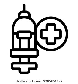 Vector de contorno de icono de vacunación de mascotas. Animales de mascotas. Inyección de la vacuna