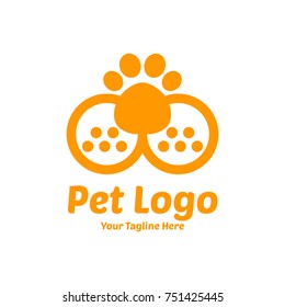 Pets vector logo template. Nose in form of heart and smile. Vector logo illustration.