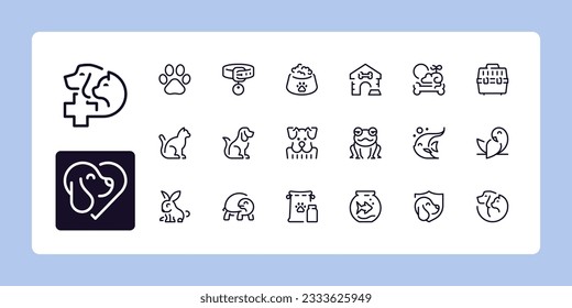 Pets and Vet line icon set. Outline symbol collection. Editable vector stroke. 384 and 192 Pixel Perfect scalable to 96px, 48px...