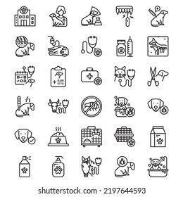 Pets and Veterinary vector icon set for commercial use