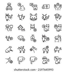 Juego de iconos de mascotas y vectores veterinarios