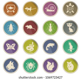 pets web icons for user in the form of round paper labels