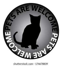 pets are welcome with cat. vector illustration