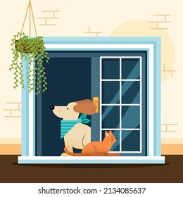 pets in window house characters
