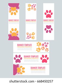 Petshop Ad Minimalistic White Background, Horizontal and Vertical Web Banner Collection