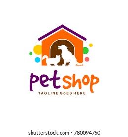 Petshop colorful logo - Fun dog and cat vector
