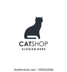 Petshop Logo Design. Abstract Cat Silhouette Icon. Simple, Modern, Clean, Minimalist.