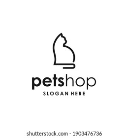 PetShop Logo Design. Simple, Modern, One Line, Minimalist, Line Art