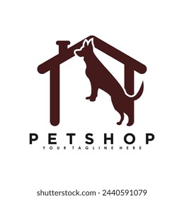 Vector de diseño de logotipo de Petshop con ilustración creativa