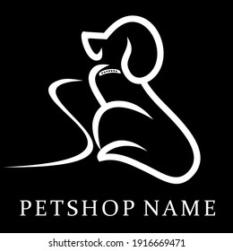 Petshop logo with vector line a dog