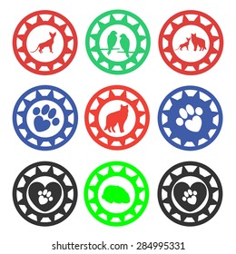 Petshop, Pet Store and Homeless Animal Club Stamps. Vector Logos.