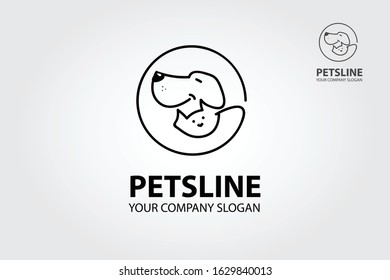 PetsLine Vector Logo. Stylish, modern, simple and clean logo design can be used for many kind of project, business, community, pet shop, etc.