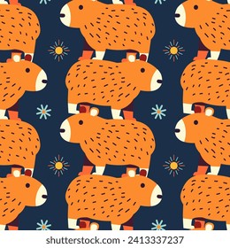 Pettern vector illustration of capybaroo, animal, cute