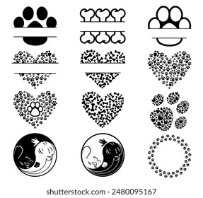 Pet-Themed Split Name Frames and Collages of Paw Prints