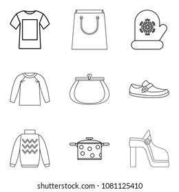 Petticoat government icons set. Outline set of 9 petticoat government vector icons for web isolated on white background