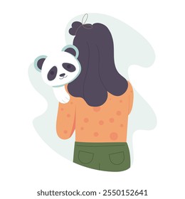 Petting Panda Illustration im flachen Stil