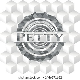 Petty grey emblem with geometric cube white background