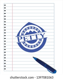 Petty pen effect. Blue ink. Vector Illustration. Detailed.
