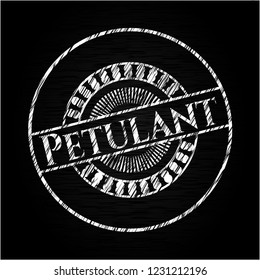 Petulant chalkboard emblem on black board