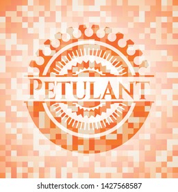 Petulant orange mosaic emblem with background