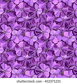Petunia flower. Floral seamless pattern. Purple abstract backdrop.