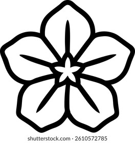Petunia Flower Outline with Five Broad Petals Vector Silhouette Design