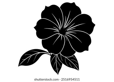 Petunia Flower Silhouette vector illustration with white background.