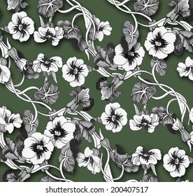 Petunia flowers seamless pattern on white background vector
