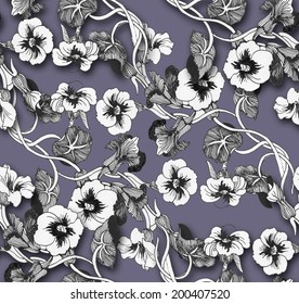 Petunia flowers seamless pattern on white background vector