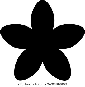 A Petunia in Outline with Five Broad Petals Vector Silhouette Design