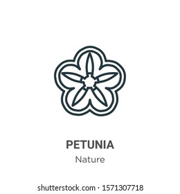 Petunia outline vector icon. Thin line black petunia icon, flat vector simple element illustration from editable nature concept isolated on white background