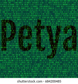 The Petya and binary code. the Petya and ransomware concept Security.
