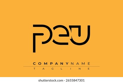Diseño de carta abstracta PEU. Diseño moderno del logotipo del negocio con tipografía Abstractas y estilo contemporáneo
