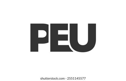 PEU logo design template with strong and modern bold text. Initial based vector logotype featuring simple and minimal typography. Trendy company identity ideal for businesses brand presence.