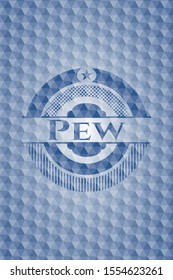 Pew blue hexagon emblem. Vector Illustration. Detailed.