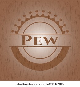 Pew wooden emblem. Vintage. Vector Illustration.