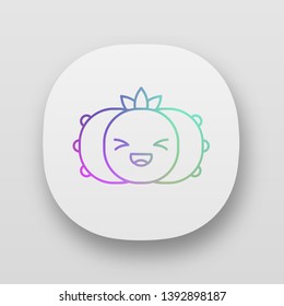 Peyote cactus app icon. Cactus with laughing face. Wild Lophophora cacti. Happy plant with squinting eyes. UI/UX user interface. Web or mobile applications. Vector isolated illustrations